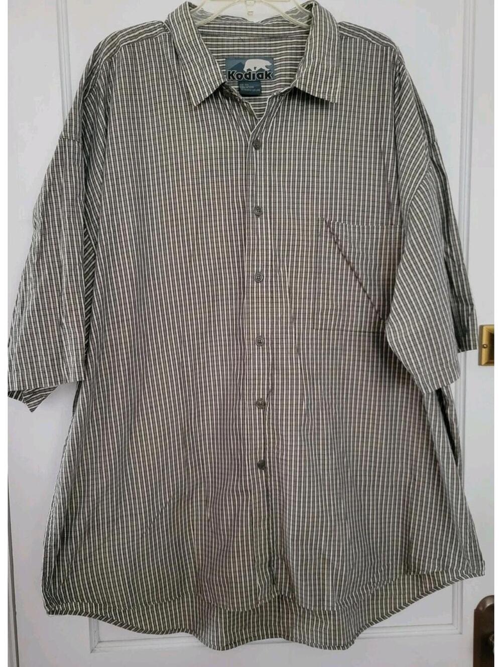 Kodiak 4XL Plaid Shirt Short Sleeve Button Down Cotton Pocket Mens Big Tall